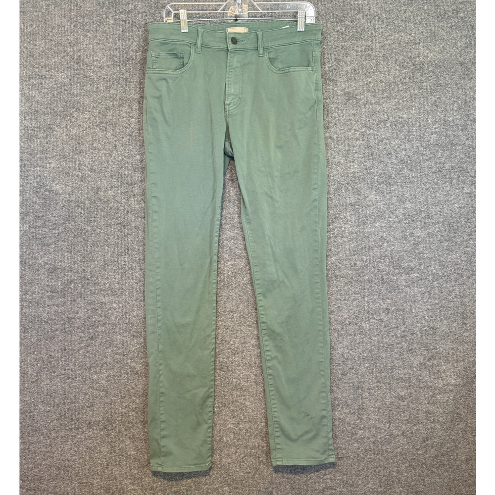 Uniqlo Pants Mens 33x35 Green Slim Fit Chinos Low Rise Casual Preppy Flaw